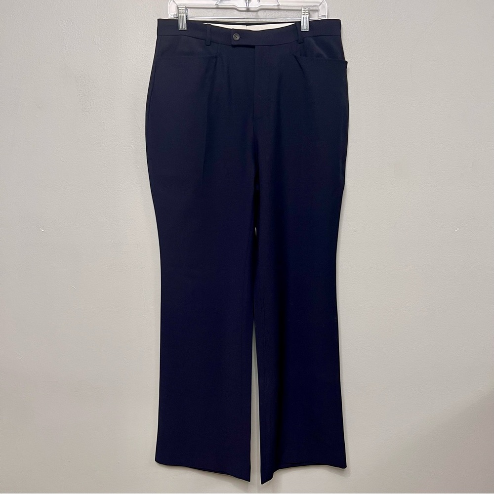 Gucci Women’s Navy Blue Dress Pants/Trousers Virgin Wool Size 48 Made In Italy